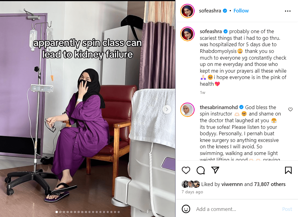 sofeashra’s Instagram post on rhabdomyolysis